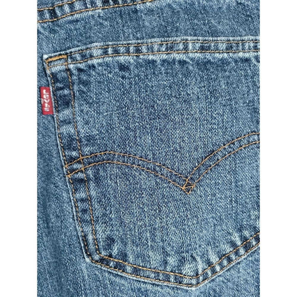 Levis 505 Jean Shorts Mens 34(33) Blue Dark Stonewash WaterLess Regular Fit 10" - Picture 10 of 15